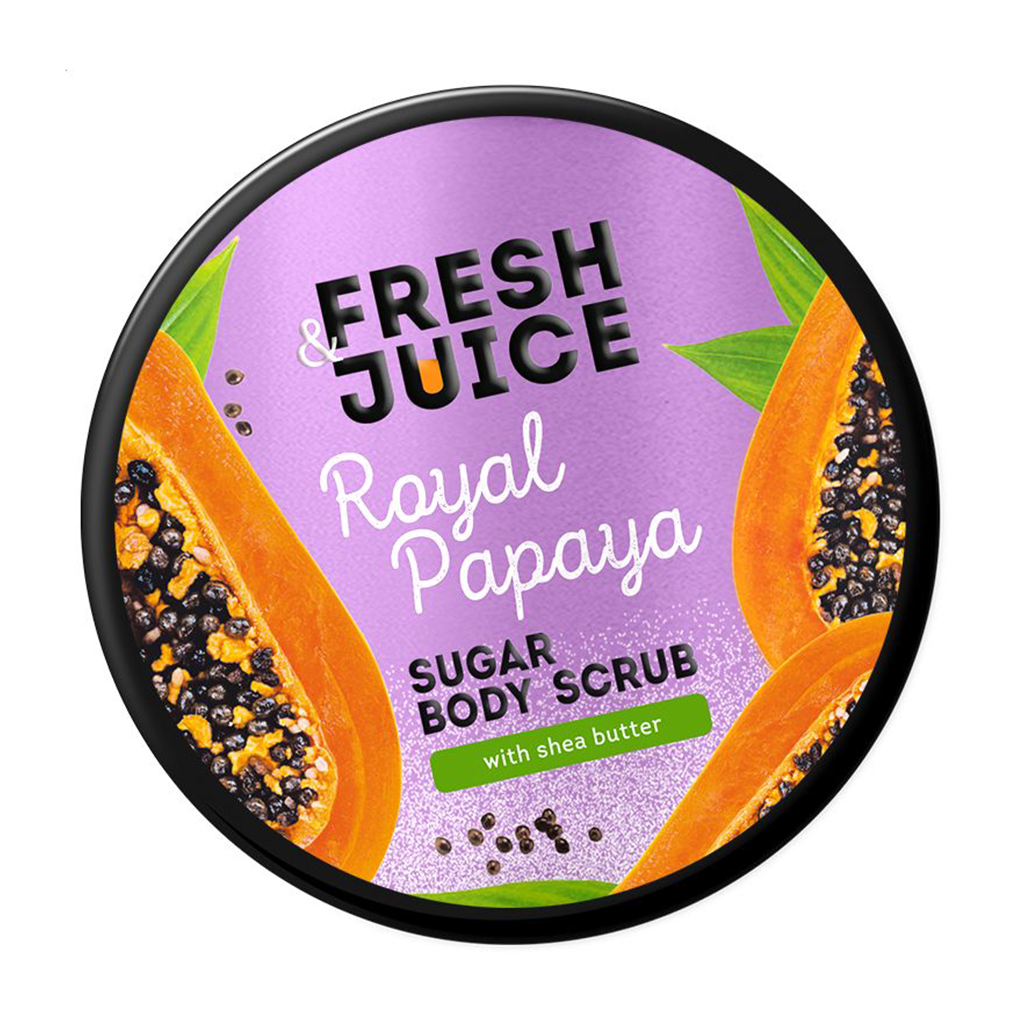 Цукровий скраб для тіла Fresh Juice Royal Papaya Sugar Body Scrub з олією ши, 200 мл